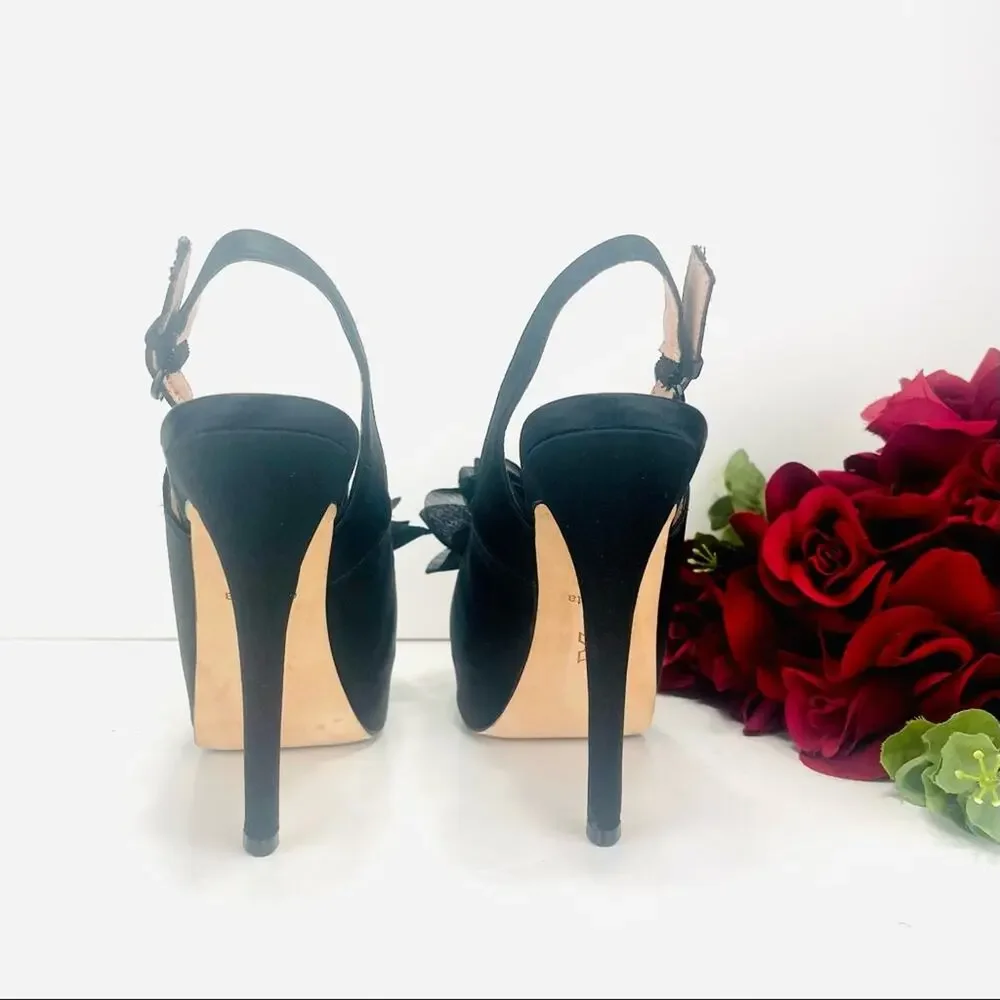 Dolce Vita Amore Platform Stiletto Heels Size 7.5 Black Slingback Open/Peep Toe